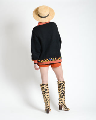 Vibrant Embroidered Bird Wool Sweater