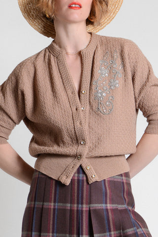 60s Rhinestone Embellished Crop Cardigan
