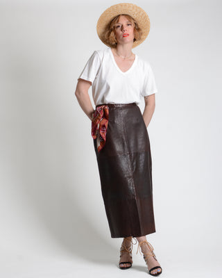 Dark Chocolate Leather Maxi Skirt