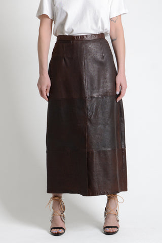 Dark Chocolate Leather Maxi Skirt