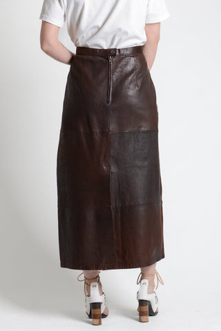 Dark Chocolate Leather Maxi Skirt