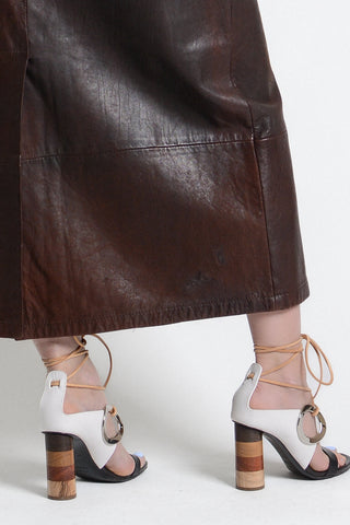 Dark Chocolate Leather Maxi Skirt