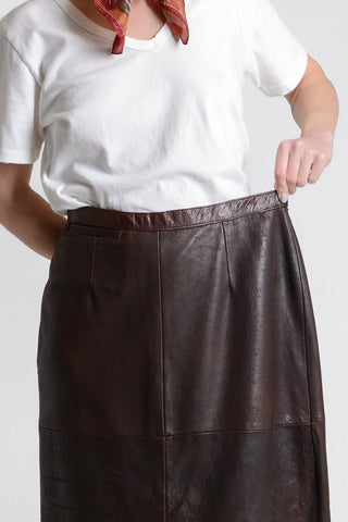 Dark Chocolate Leather Maxi Skirt