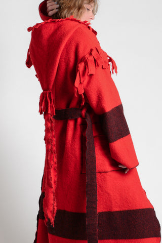 Rare Cherry Wool Capote Blanket Coat