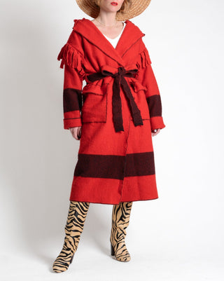 Rare Cherry Wool Capote Blanket Coat