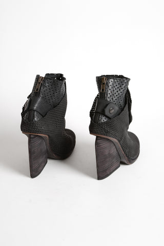 Designer Perforated Leather Booties ~ 37