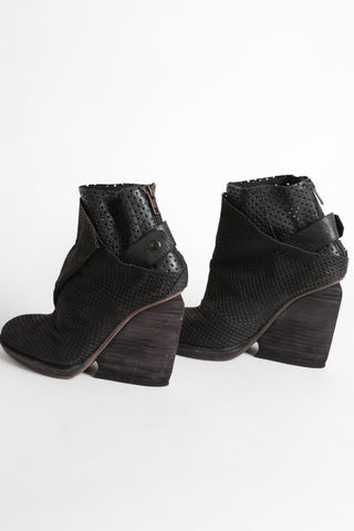 Designer Perforated Leather Booties ~ 37