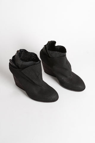 Designer Perforated Leather Booties ~ 37