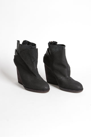 Designer Perforated Leather Booties ~ 37