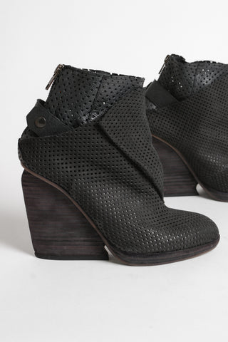 Designer Perforated Leather Booties ~ 37