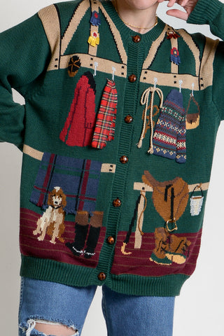 Susan Bristol Equestrian Novelty Cardigan